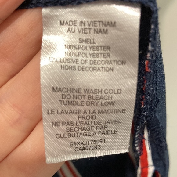 BLEUH Ciel Blue & Red Striped Duster Jacket Medium - Picture 15 of 16